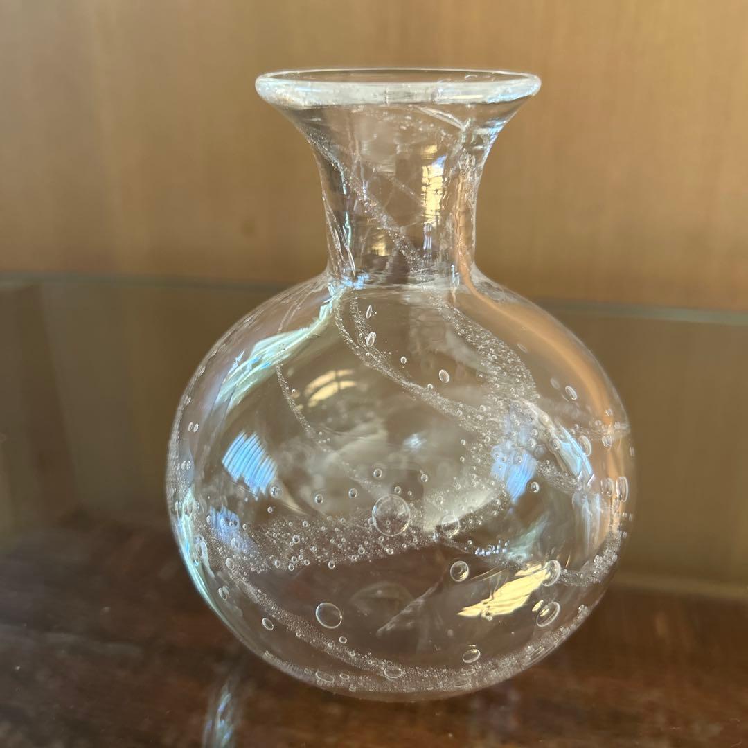 新品◆101荒川尚也　そばちょこ&型徳利大　泡ガラス３点セット　晴耕社ガラス工房