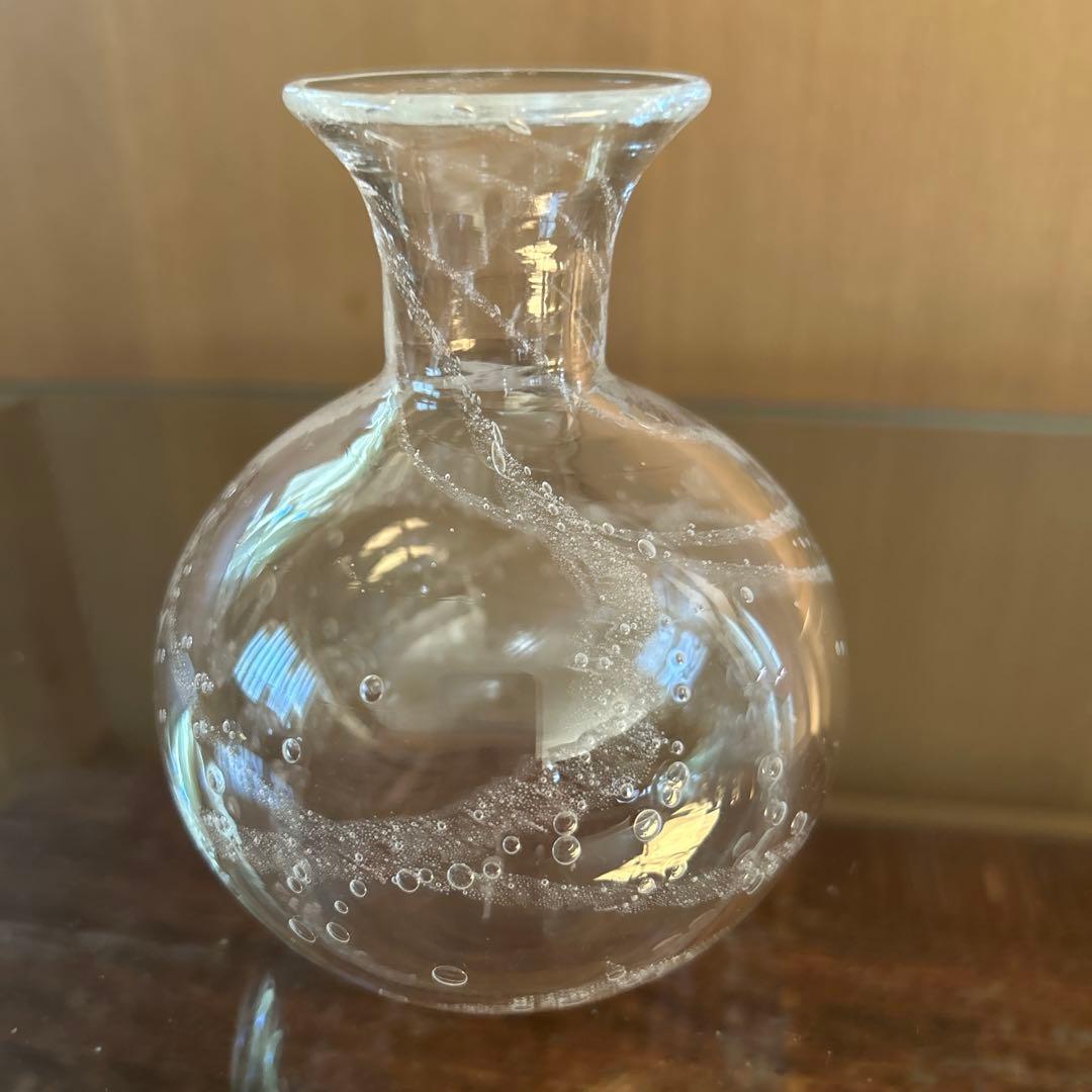 新品◆101荒川尚也　そばちょこ&型徳利大　泡ガラス３点セット　晴耕社ガラス工房