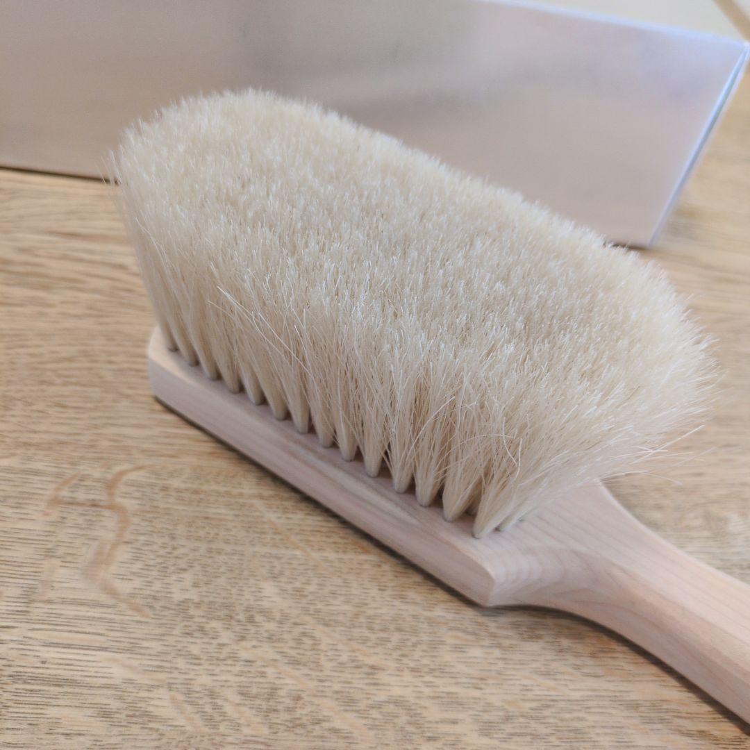 【美品】ブラシの平野 馬毛ブラシ 桂材 洋服ブラシ 高級　箱付き　手植え