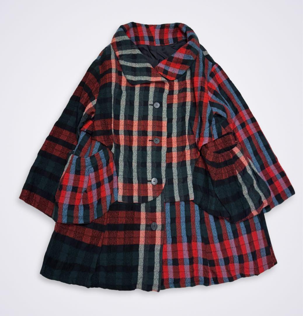 慈雨 ジウ センソユニコ ロングコート チェック柄 ジャケット