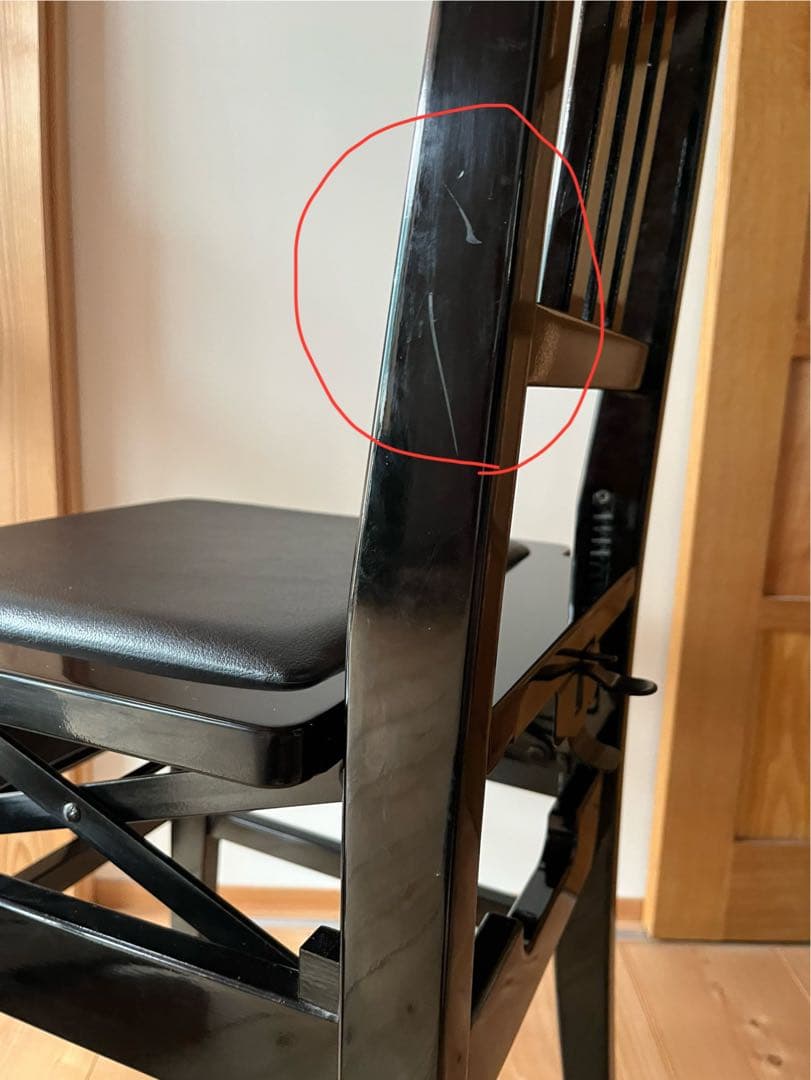 美品・おまかせ配送 Konan 甲南ピアノ椅子 No.5 黒塗黒座面 名陽木工製