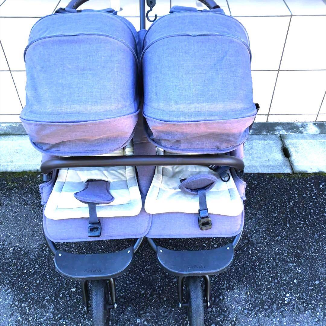 エアバギー ココダブル フロムバースEX 双子ベビーカー ブルー