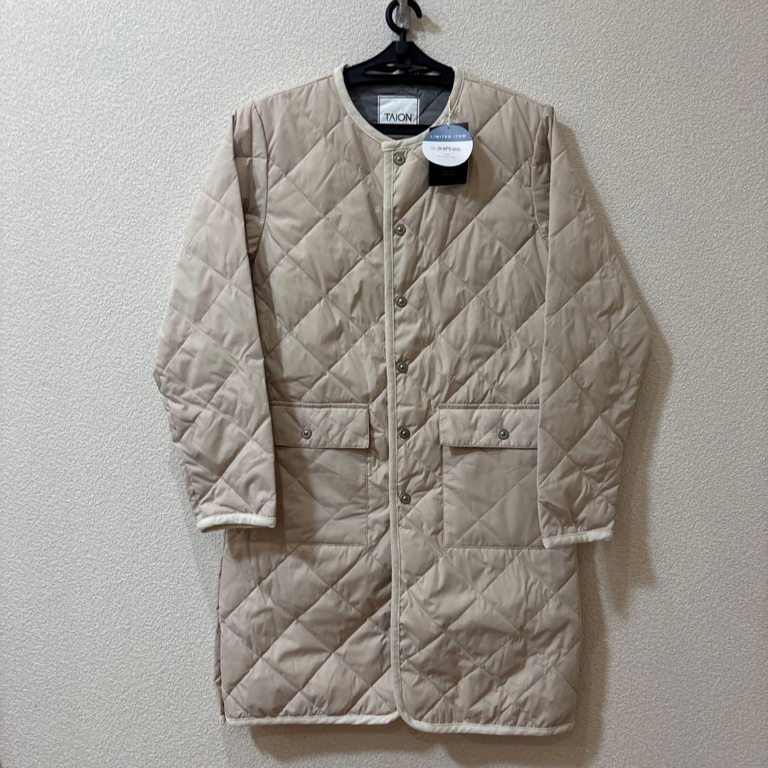 新品タグ付SHIPS TAION パイピング ノーカラー キルティング コート