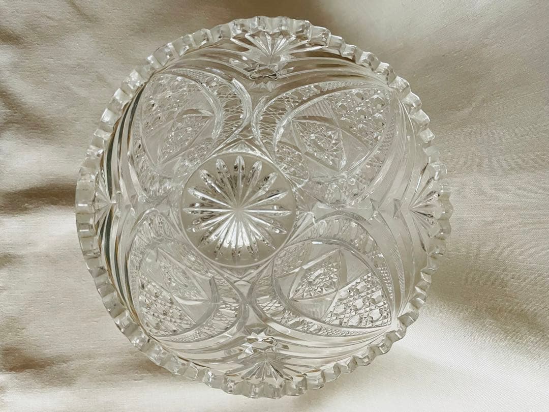 美品　ボヘミアクリスタルハンドカットガラス　花瓶　花器　ヴィンテージ