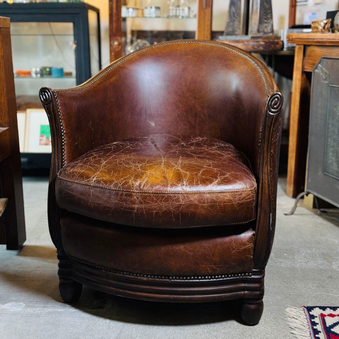 HALO ハロ ヴィンテージ レザー チューバチェア クラブチェア 英国家具