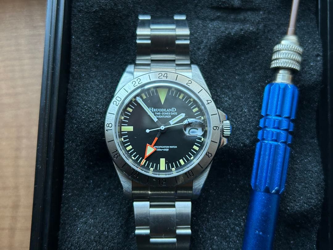 Hruodland メンズ自動腕時計 39mm GMT 機械式 20Bar 防水