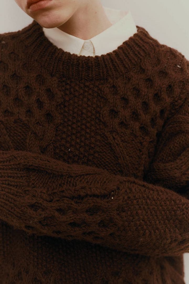 最終値下げ！　machatt ケーブルハンドニット　ブラウン