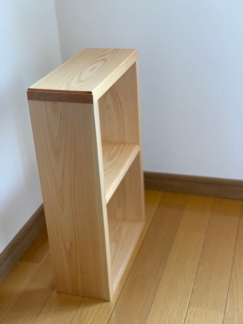 【ヒノキ無垢材】2段カフェシェルフ13cmタイプ アンティークキッチンラック