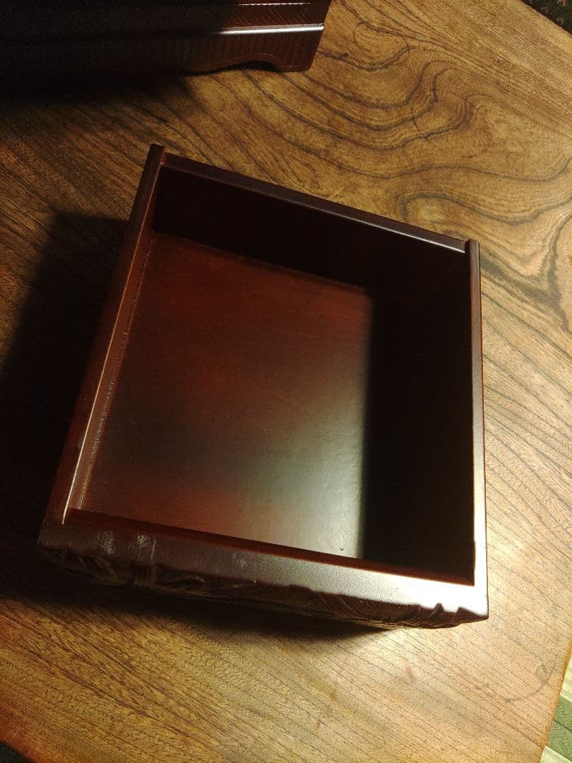 未使用　日光彫　軽井沢彫　小箪笥　引き出し　3段　伝統工芸　希少　デッドストック