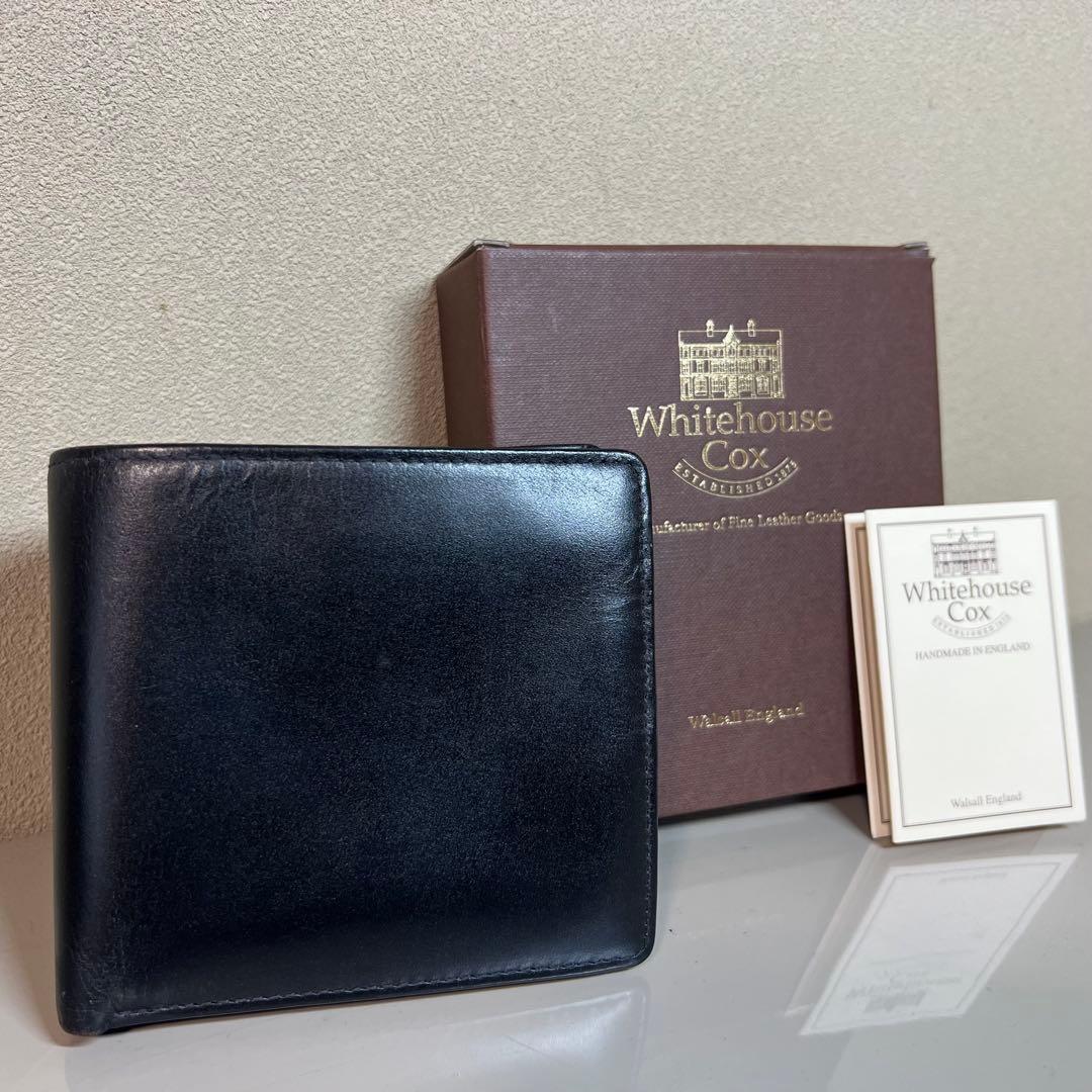 【数回使用程度】ホワイトハウスコックス 二つ折り財布 S7532 ブラック 箱付