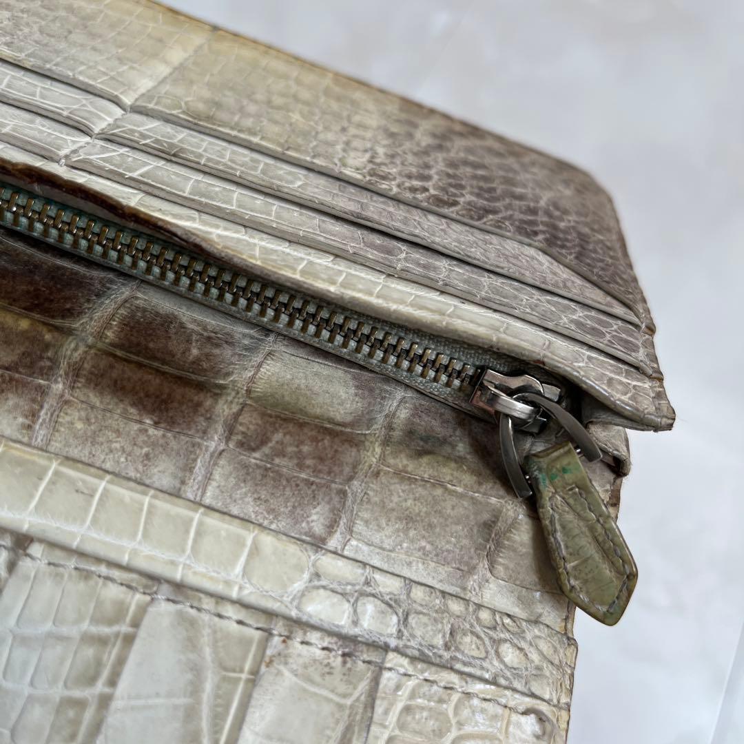 （定価110000円）ヒマラヤ クロコダイル 本革 長財布 希少 高価 ワニ