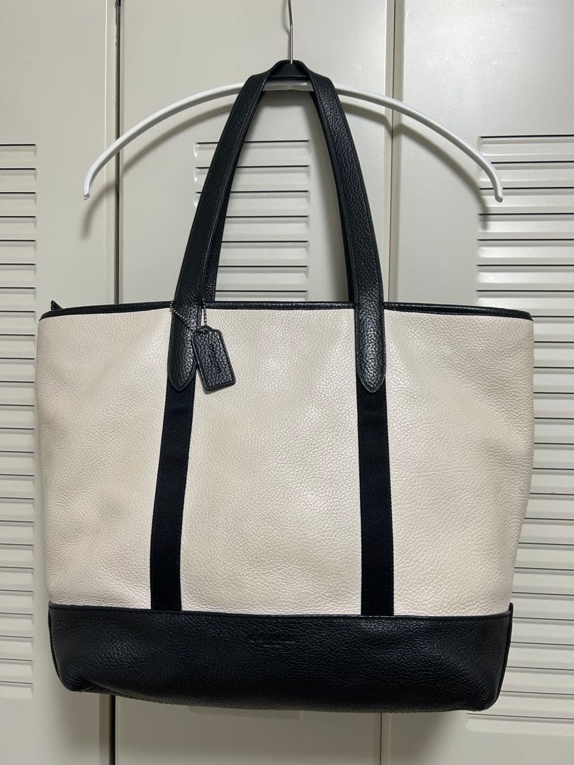COACH F23248レザートートバッグ ホワイト/ブラック