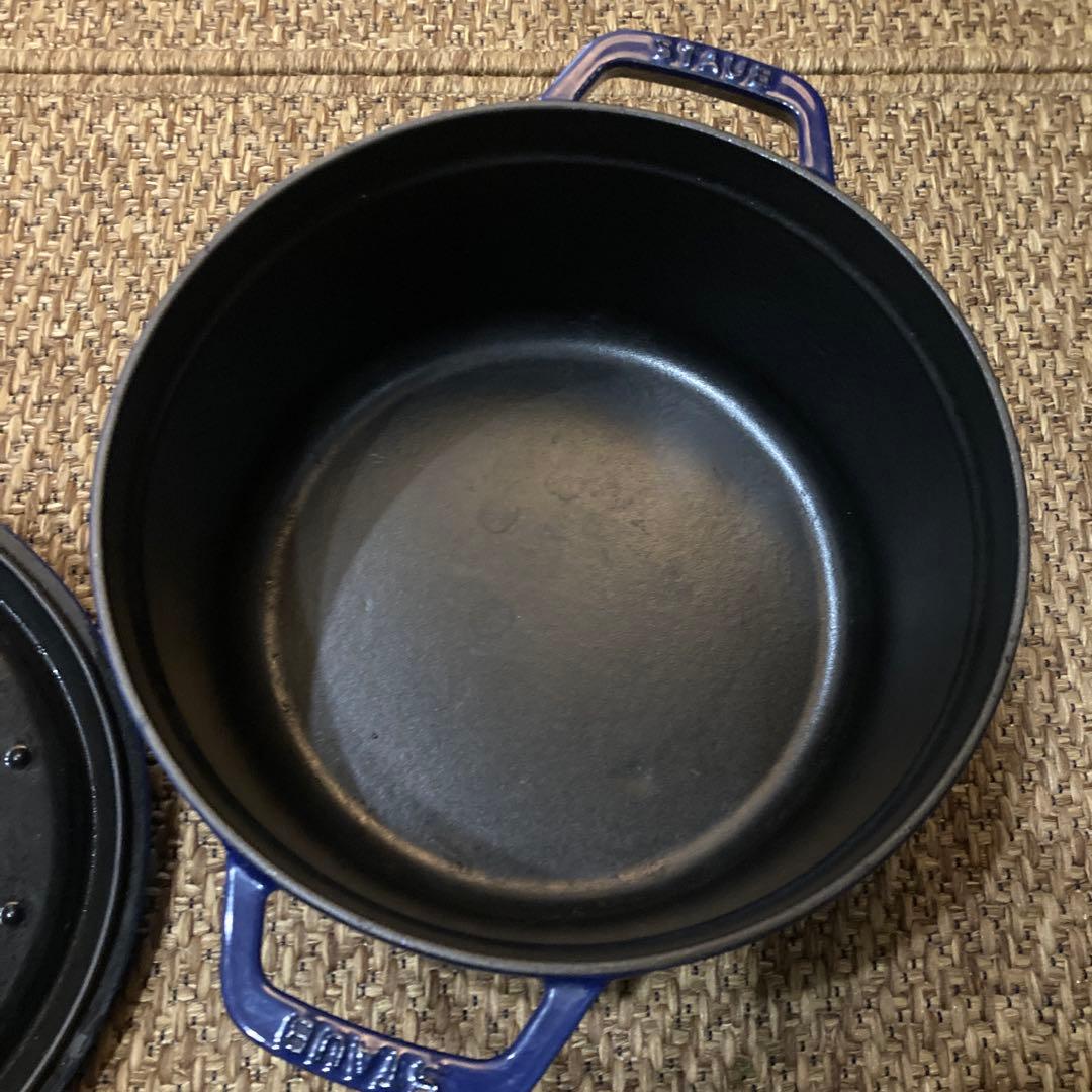 STAUB 鋳鉄 2000年代ヴィンテージ両手鍋 ロイヤルブルー限定色24cm