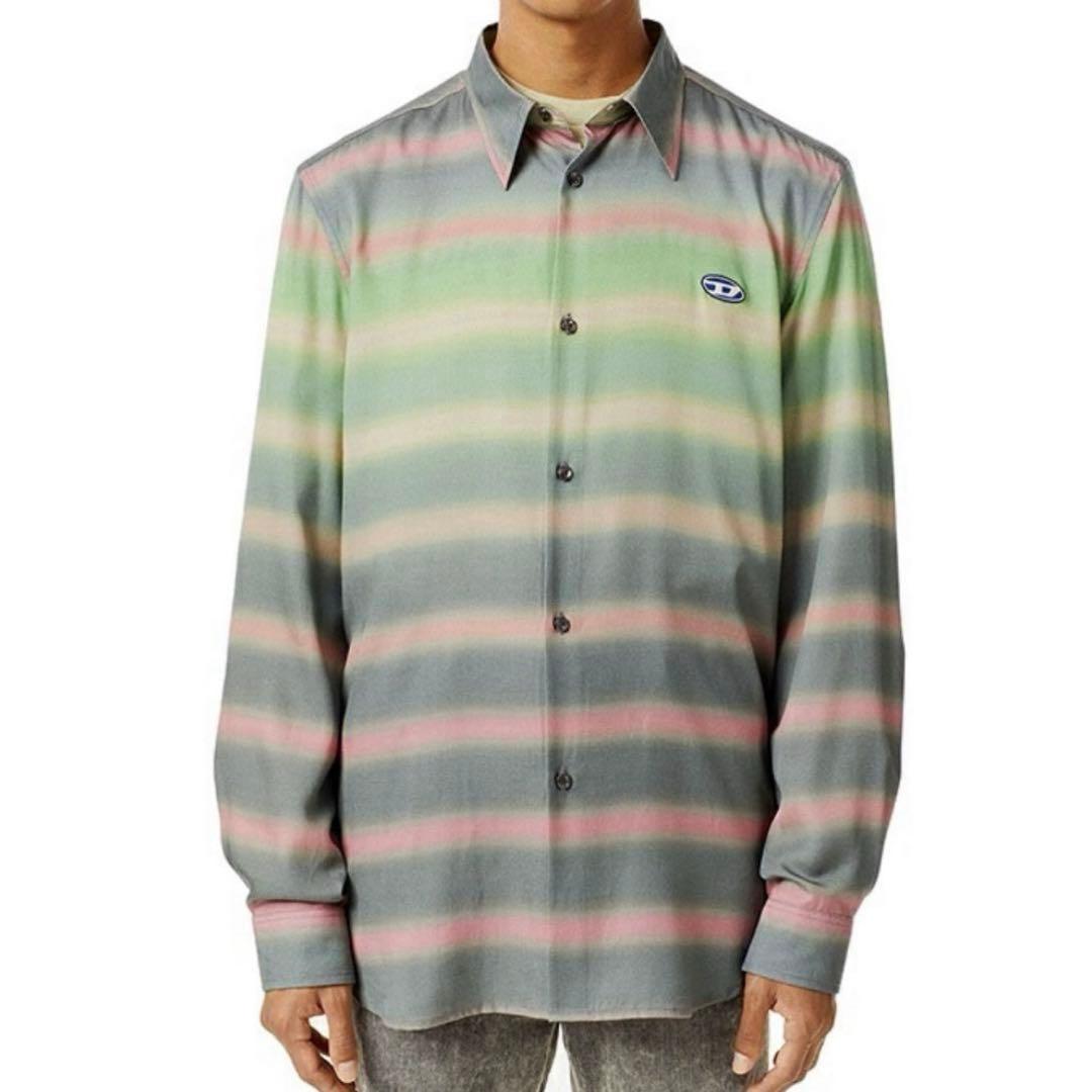 【新品】DIESEL／オーバルD刺繍ロゴパッチ グラデーションシャツ M