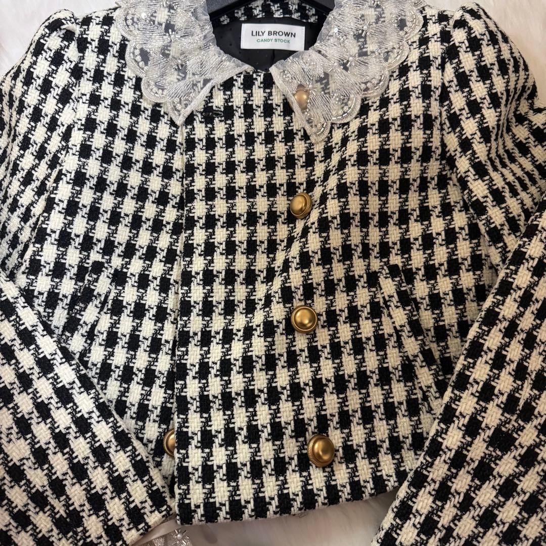 lily brown スカラップビジューアタッチドジャケット