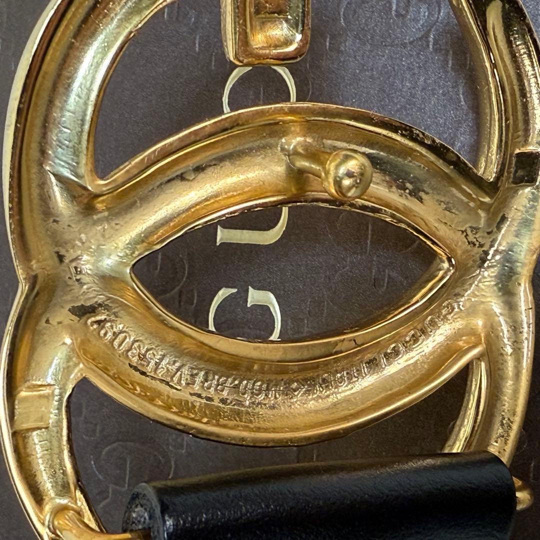 GUCCI グッチ ベルト GGロゴ ゴールド金具 黒 ビッグロゴ　刻印あり