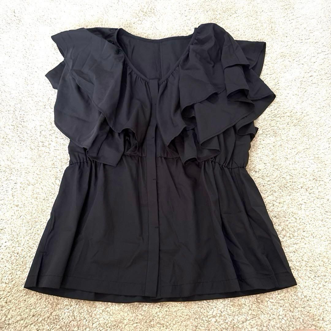 美品　ガリャルダガランテ　フリルブラウス　半袖　ブラック　フリーサイズ