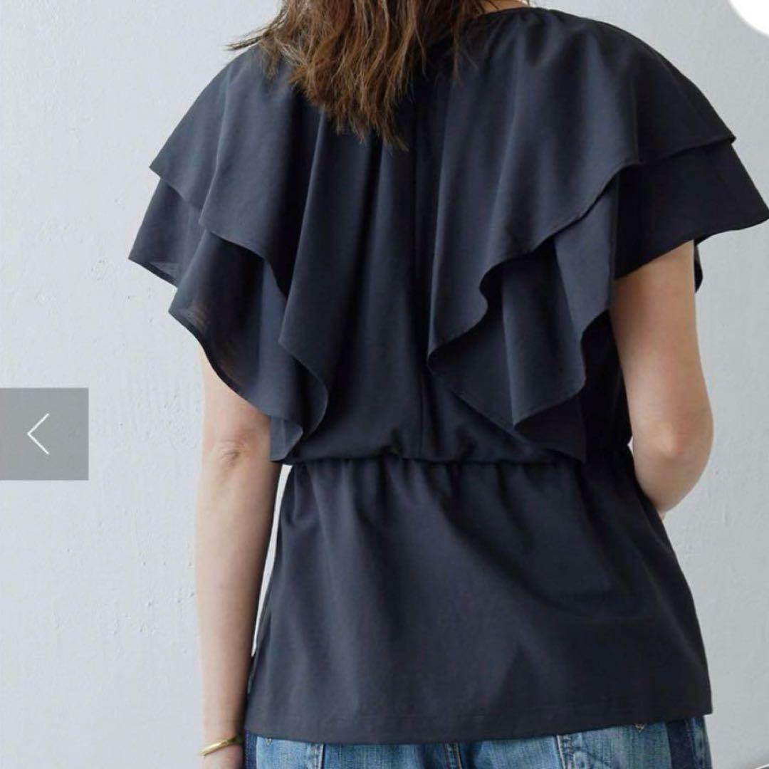 美品　ガリャルダガランテ　フリルブラウス　半袖　ブラック　フリーサイズ