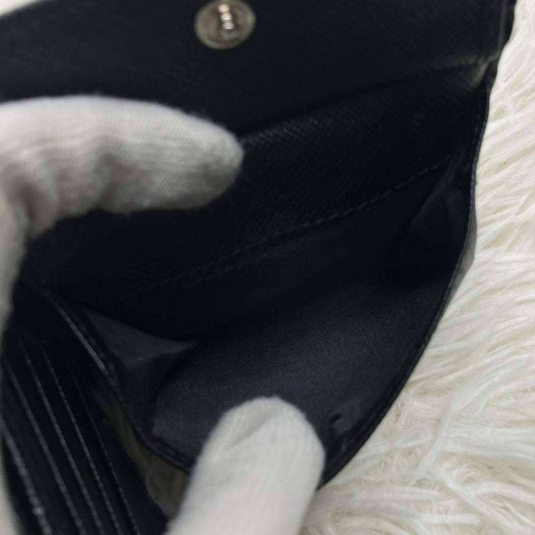 美品 現行✨ PRADAポケット付 サフィアーノ トライアングル 財布 黒