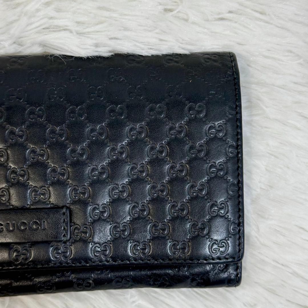 美品✨️GUCCI 長財布 マイクロシマ GG 型押し ロゴ ブラック