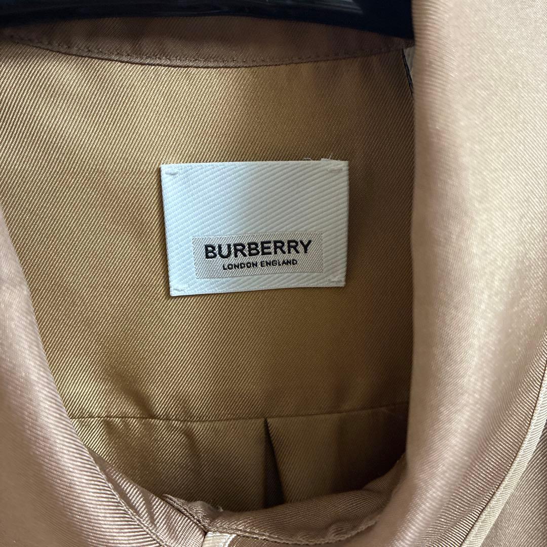 BURBERRY 長袖シルクシャツ ベージュ/ホワイト　ユニセックス