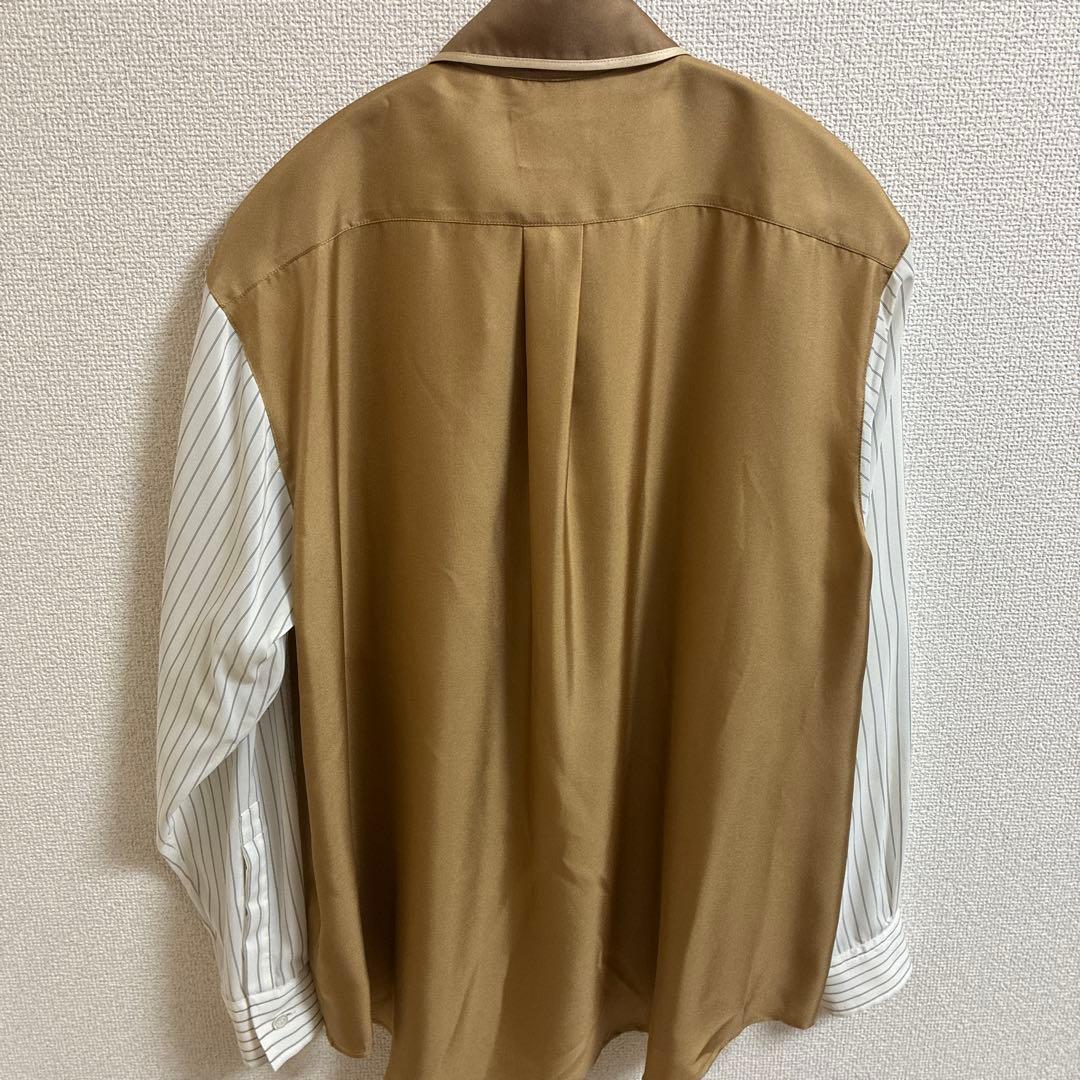 BURBERRY 長袖シルクシャツ ベージュ/ホワイト　ユニセックス