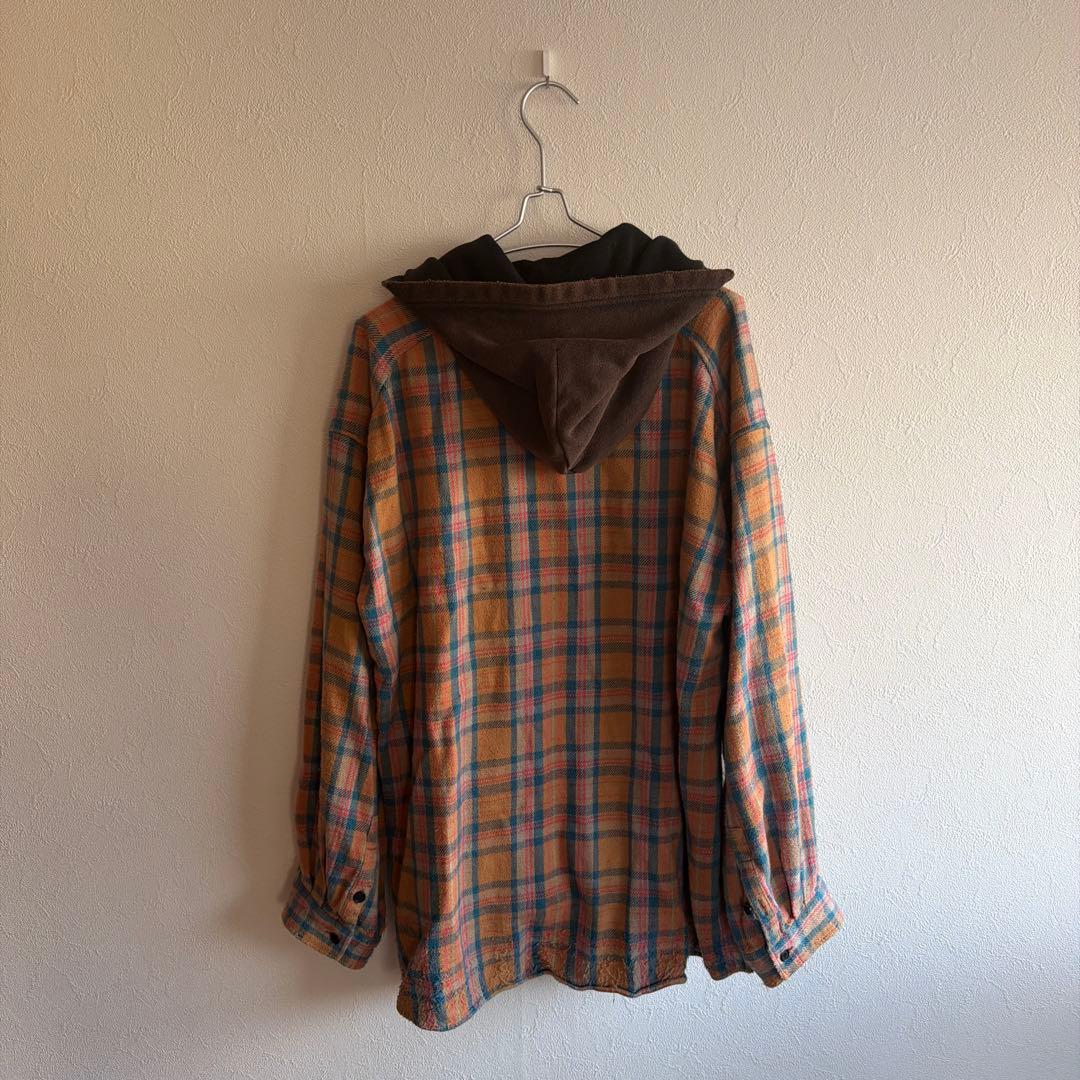 ANCELLM NEL CHECK HOODIE SHIRT CAMELサイズ1