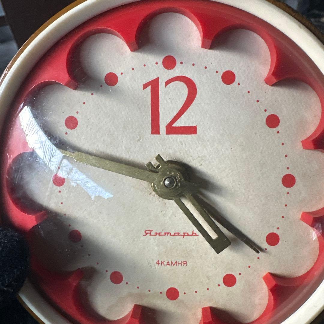 旧ソビエト　ゼンマイ置時計2個　ヴィンテージ実働品　レトロポップ　ペアウォッチ