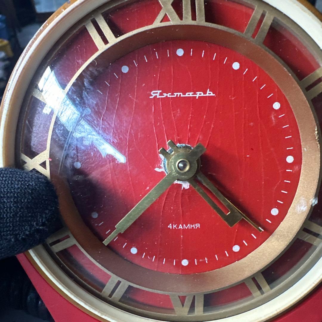 旧ソビエト　ゼンマイ置時計2個　ヴィンテージ実働品　レトロポップ　ペアウォッチ