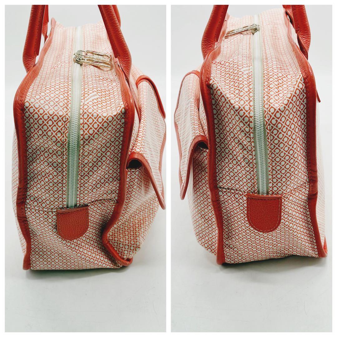 美品✨GHERARDINI ゲラルディーニ トート ソフティ 総柄 オレンジ×白