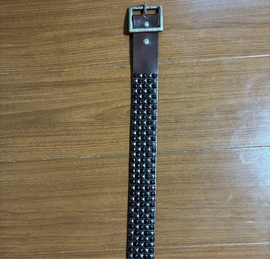 希少HTCスタッズベルト5連ピラミッド　ブラック×シルバー　vintage