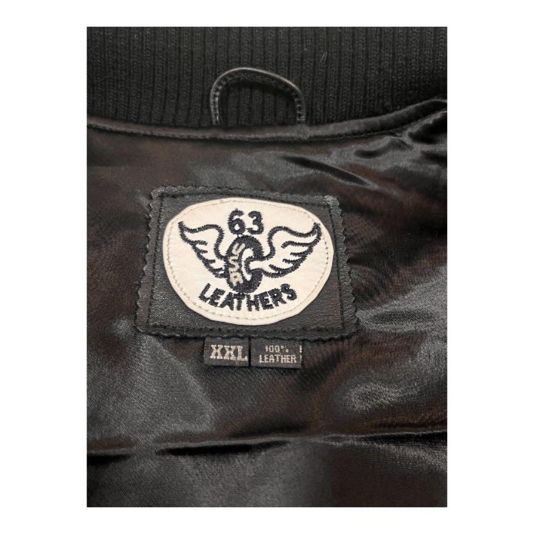 63Leathers 牛革 レザージャケット ブラック XXL 本革 メンズ