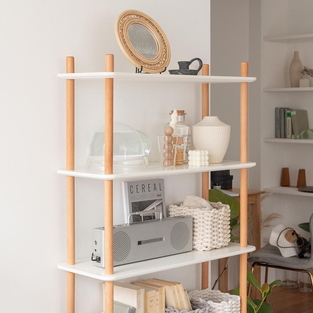 新品 送料込み スリムラック 5段 棚 天然木 80×153.5cm