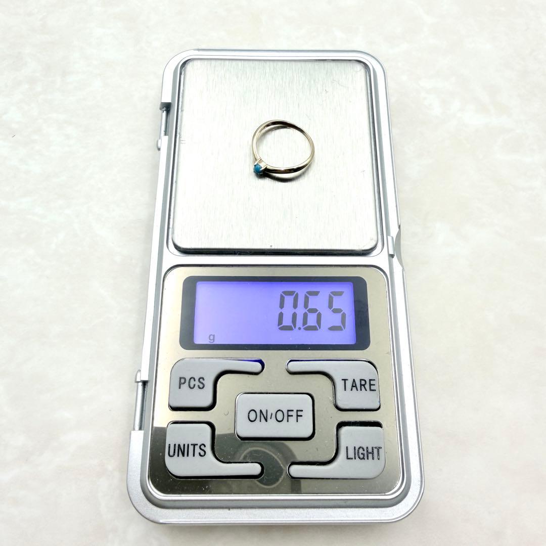 未使用　ターコイズ　K9 リング　ピンキーリング　イエローゴールド　4号　希少品