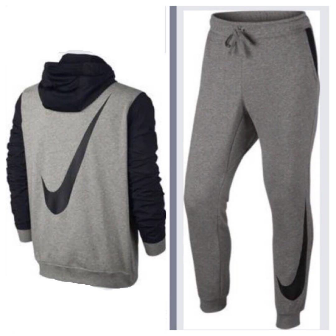 ✨新品✨ナイキ セットアップ ナイロン切替 ビッグスウォッシュ デカロゴ 灰 S