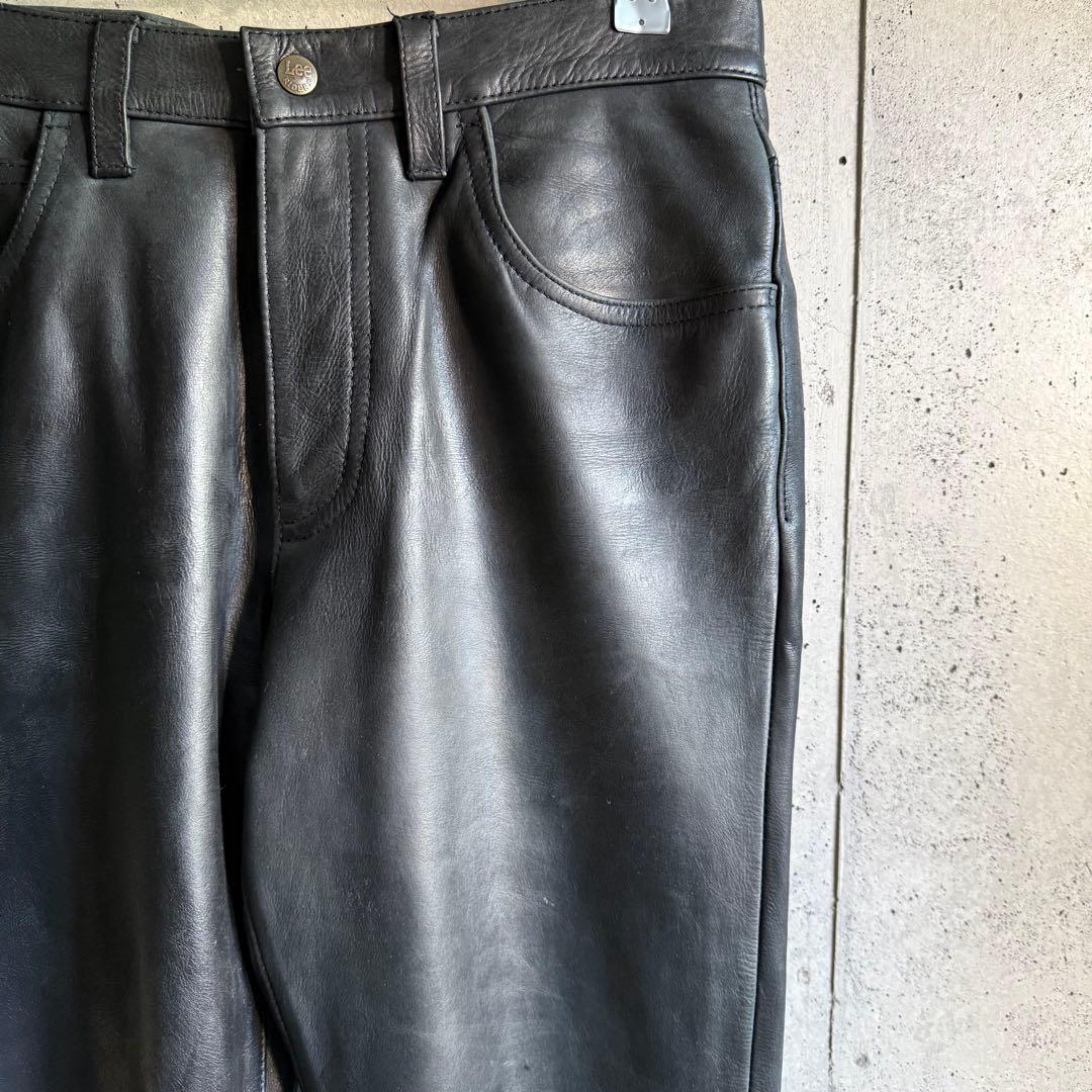 パンツ Lee riders black leather flare pants 32