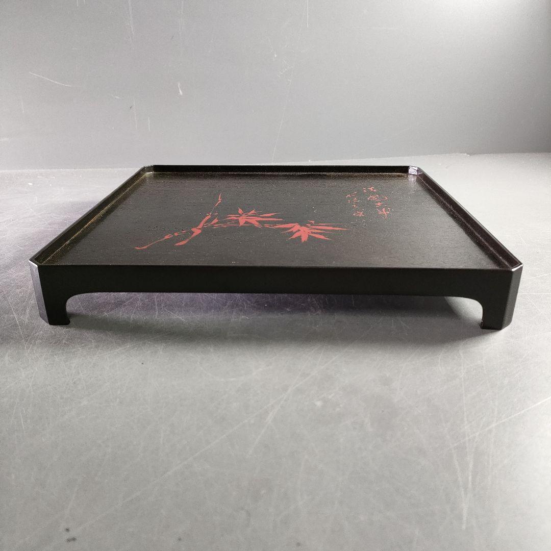 A895-8/道正 造/朱塗草花図絵替膳5客/木曽漆器/銘々皿/