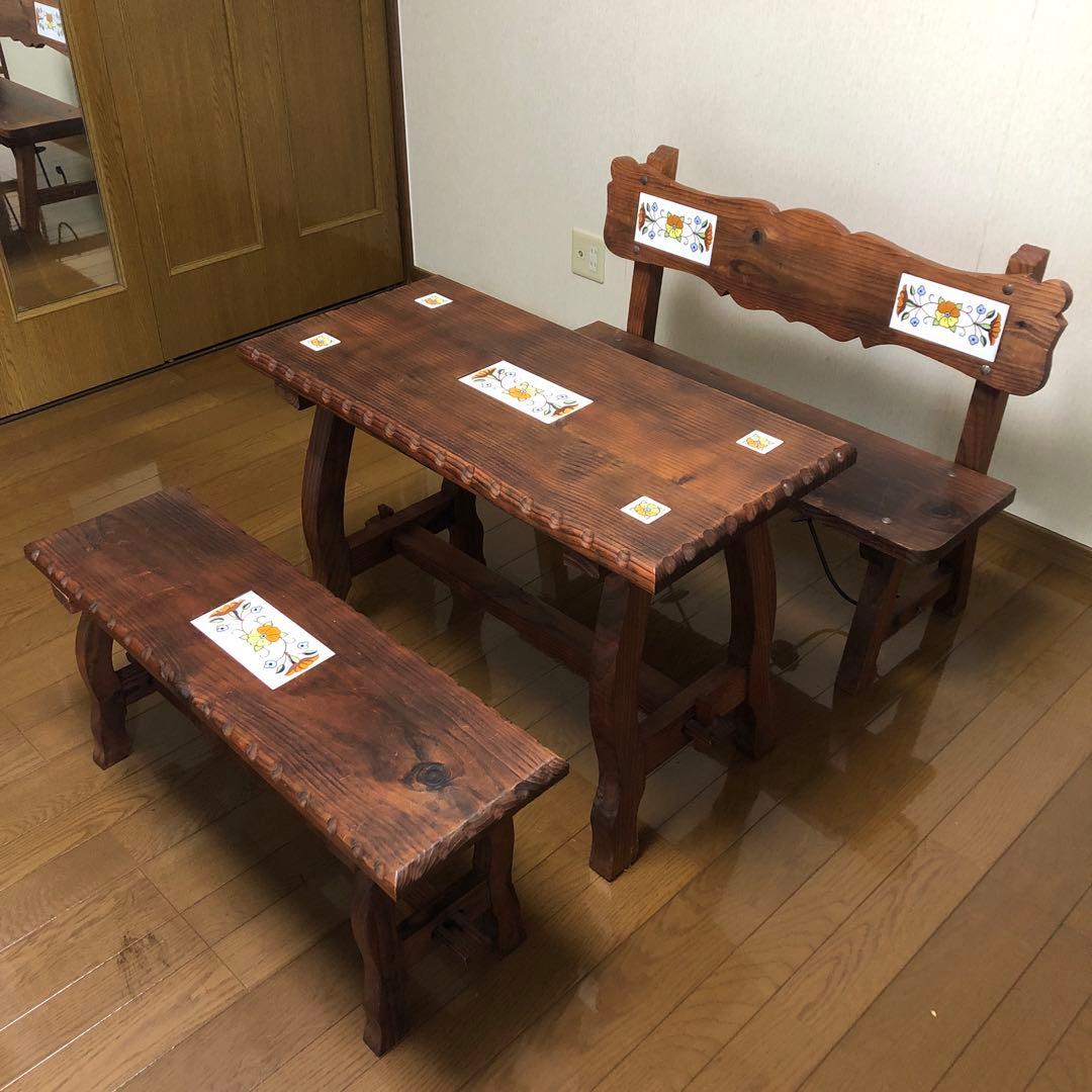 超希少品　スペイン天然木製　アンティークテーブルチェア