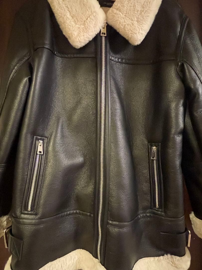 【美品】　ZARA コントラストフェイクファーダブルフェイスジャケット　M