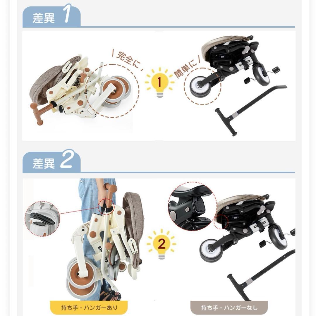 【新品未使用】折りたたみ式三輪車 ピンク シェード付き