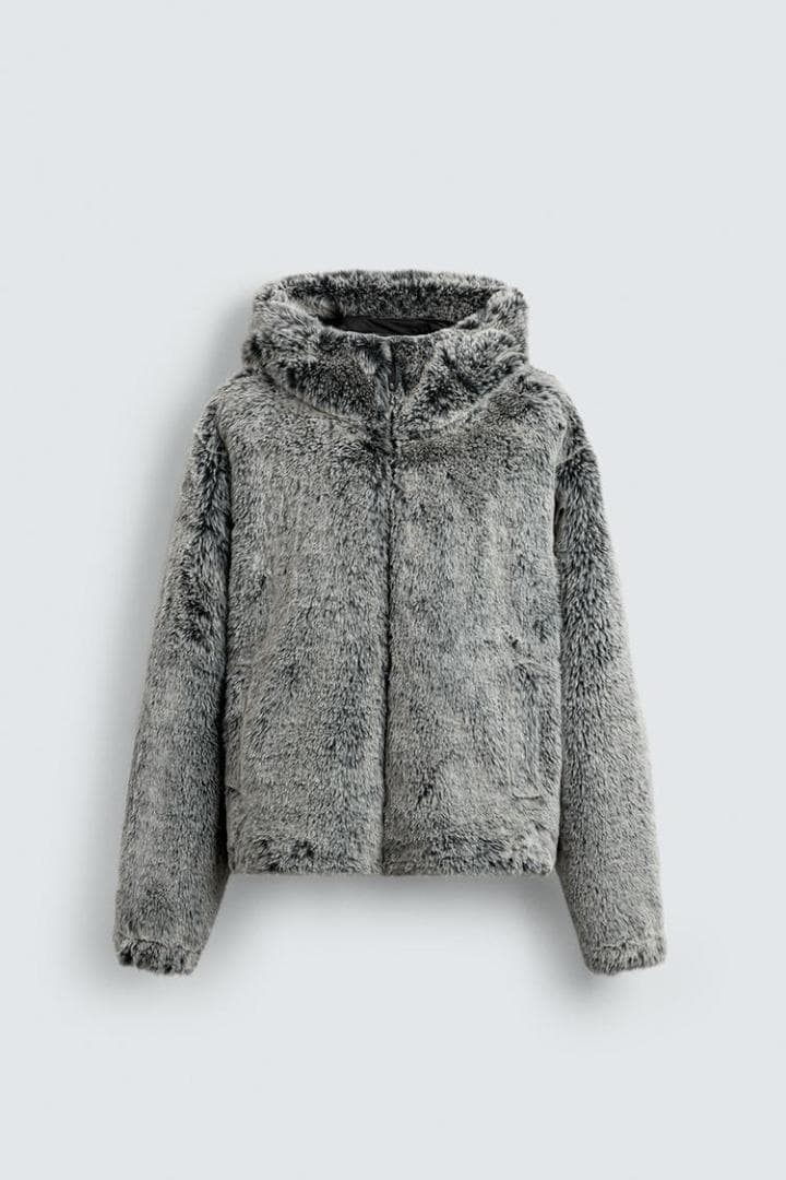 ZARA ザラ フェイクファー フード付きジャケット M