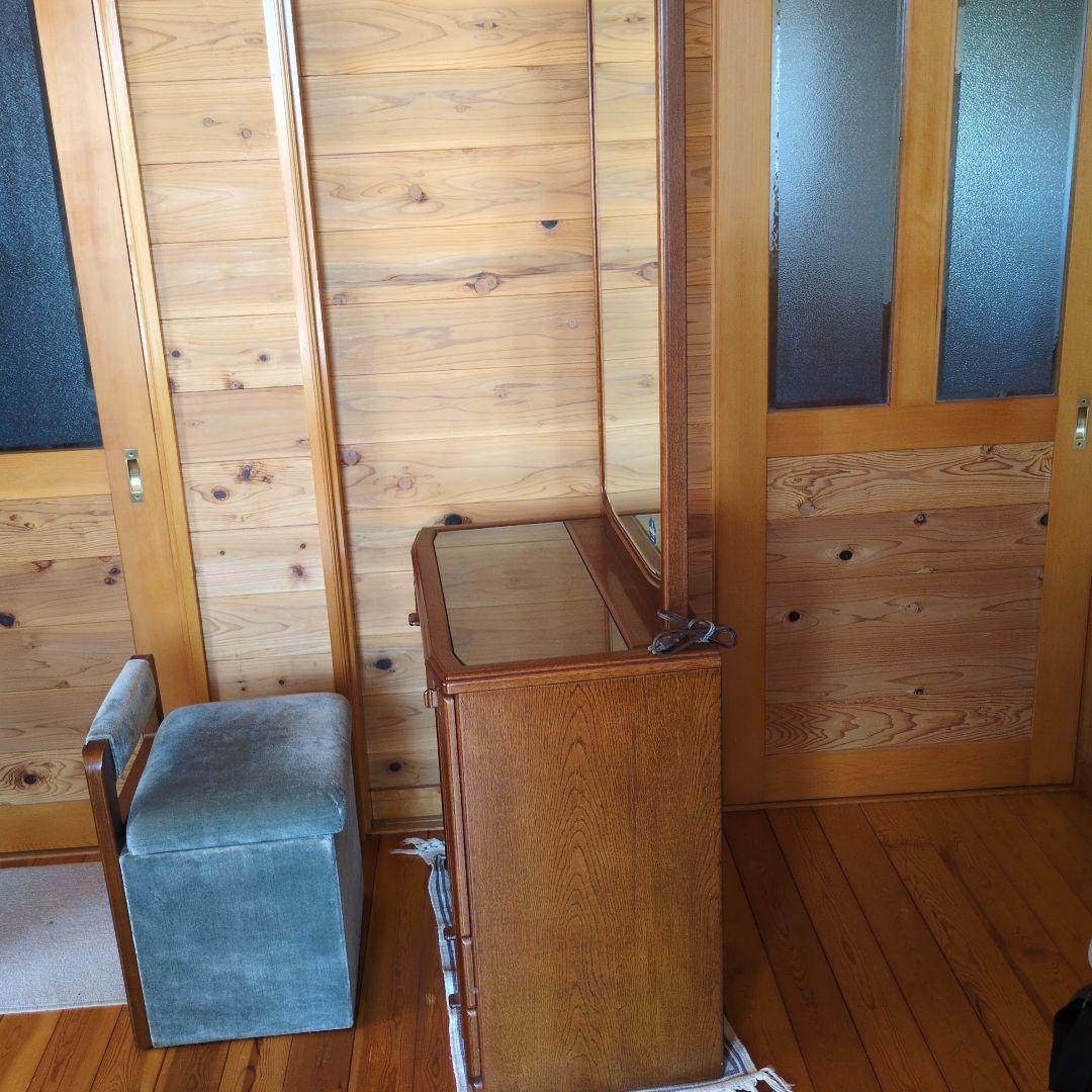 マイナス送料【お引き取り発送どちらでもレトロ】ブラウン 木製 ドレッサー 鏡台