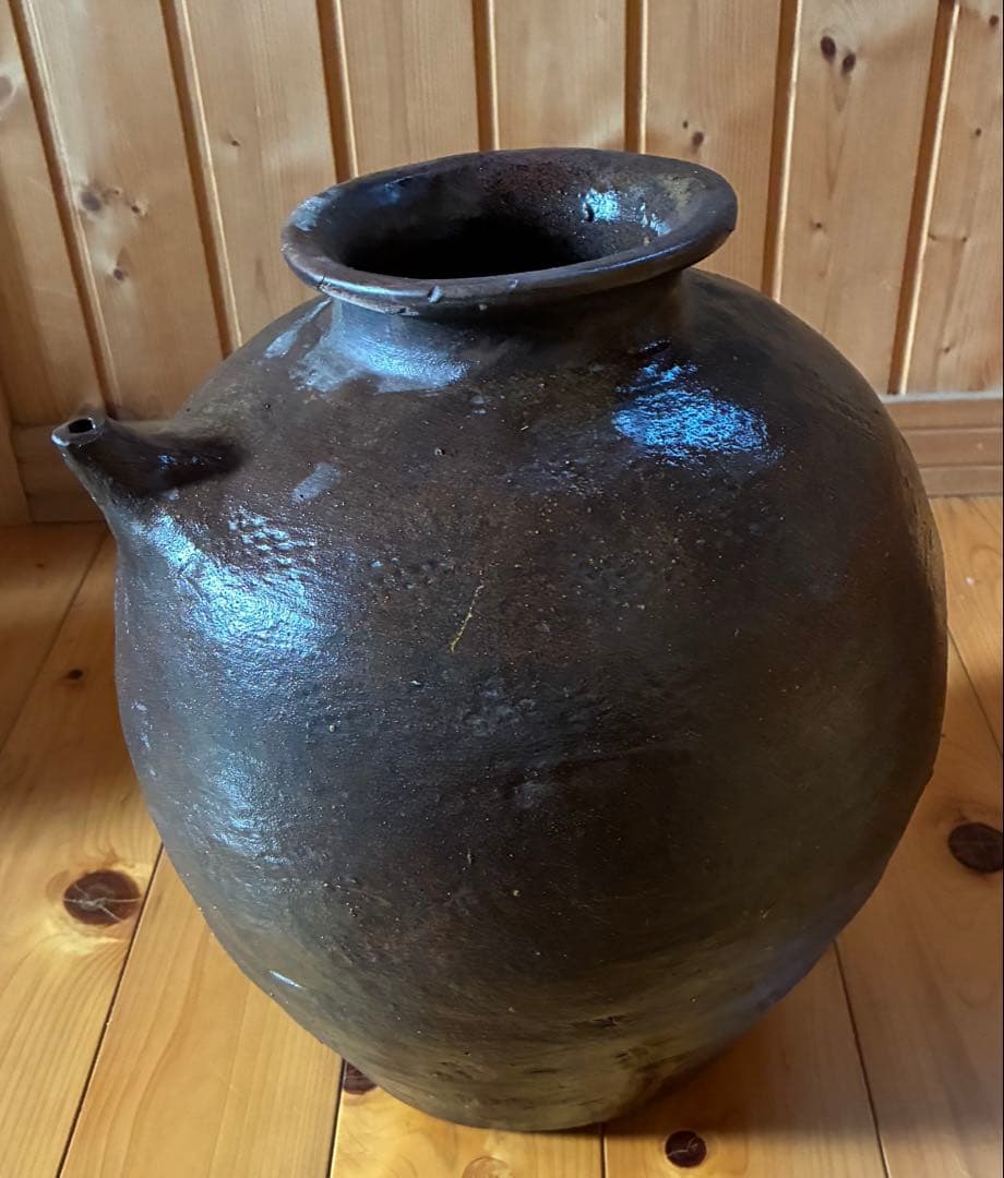 古民具 陶器製 壺 注ぎ口付き
