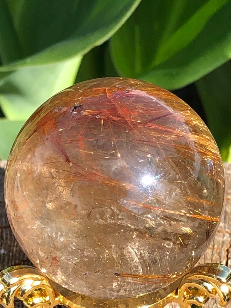 ❤️金運アップ レア　透明感良く　43.5mm レッドルチルクォーツ 丸玉