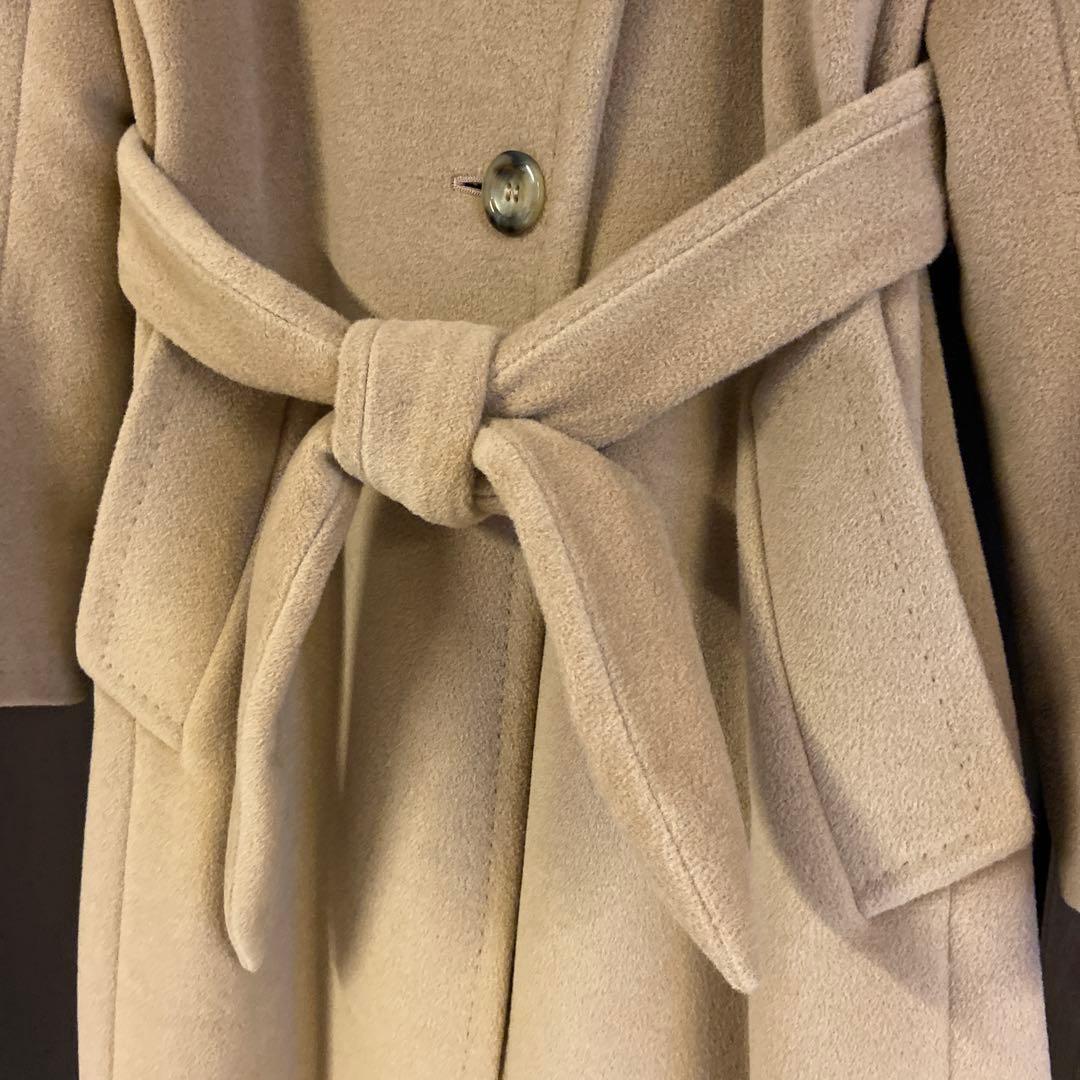 MaxMara キャメル ロングコート ウエストベルト付き