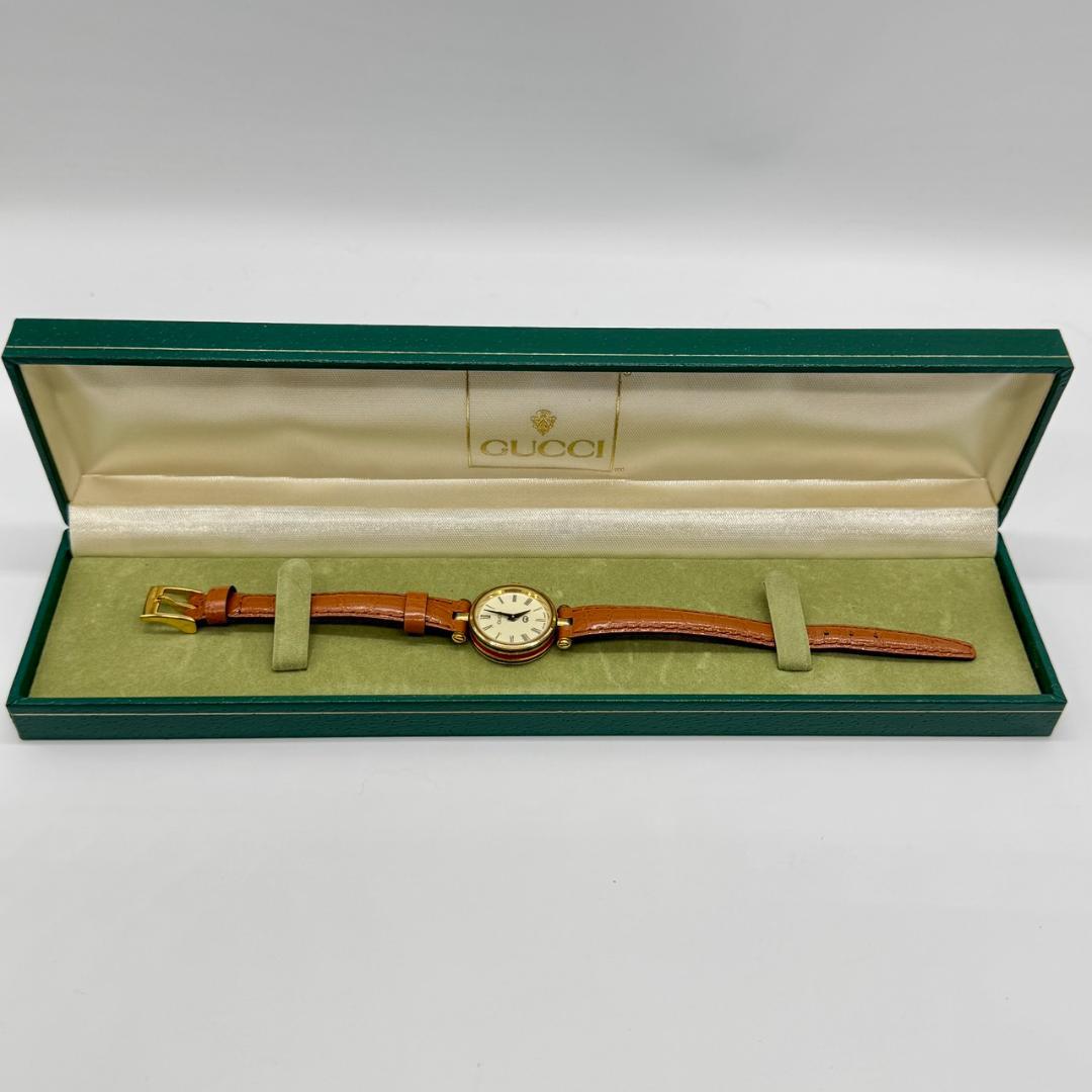 稼働品 GUCCI グッチ 腕時計 シェリーライン アイボリー文字盤 箱付き