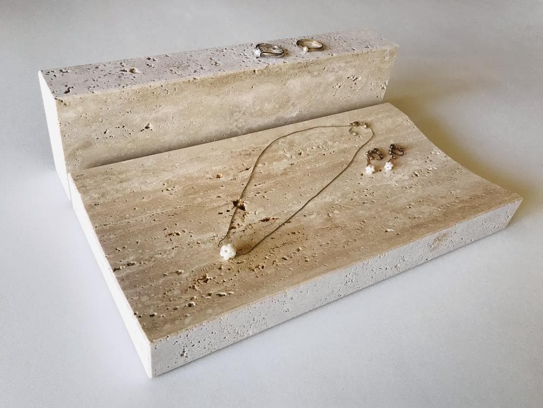 天然大理石　イタリア　トラバーチン　アクセサリープレート　2個セット　送料無料