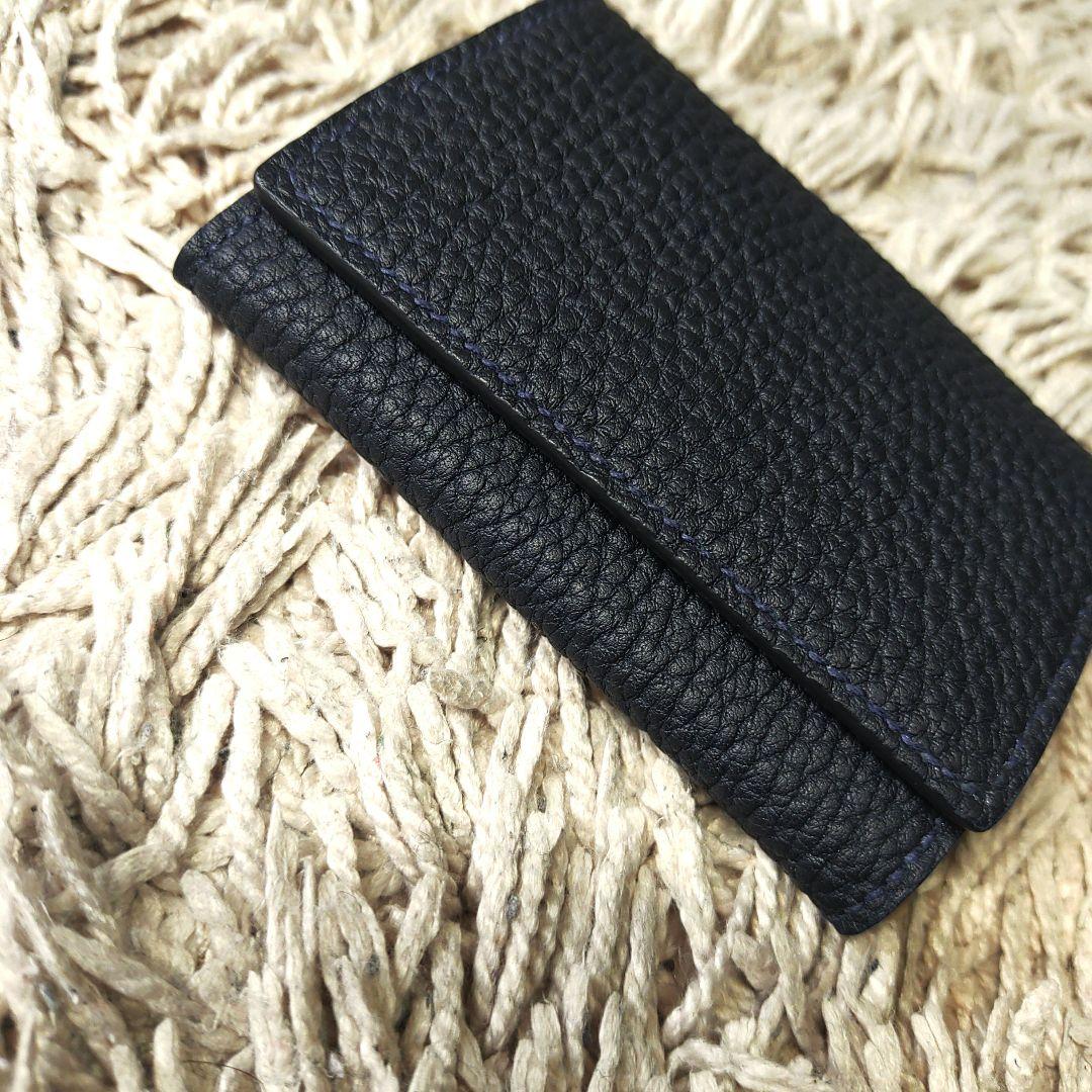【新品未使用】メゾンタクヤ　ケース　ネイビー　本革　レザー　小銭入れ