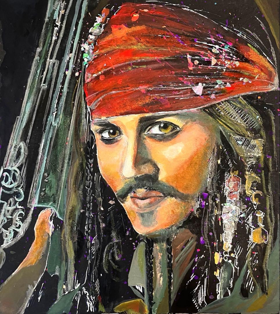 ★ジョニー・デップ（ジャック・スパロウ）ファンアート　色紙