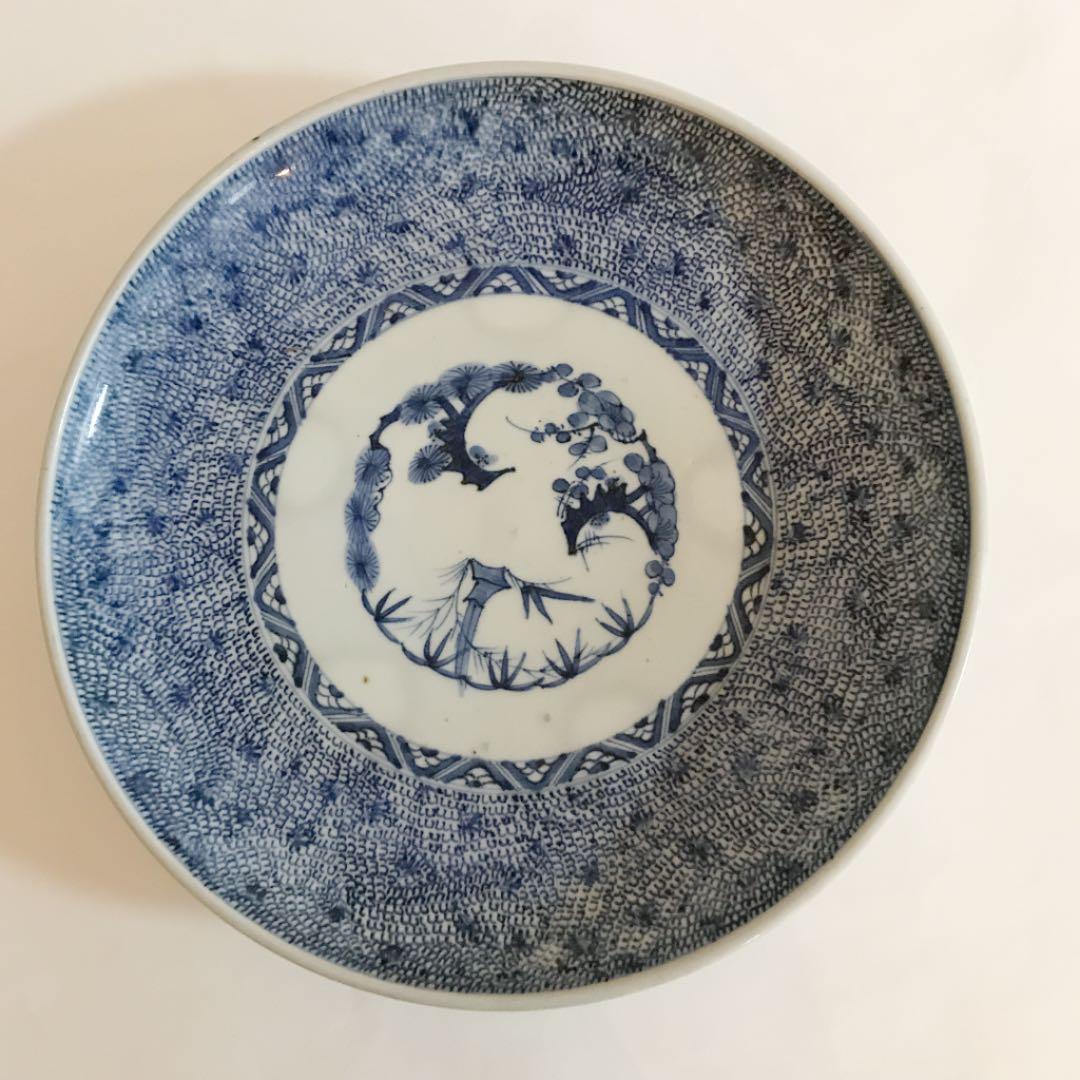 みじん唐草松竹梅文骨董大皿